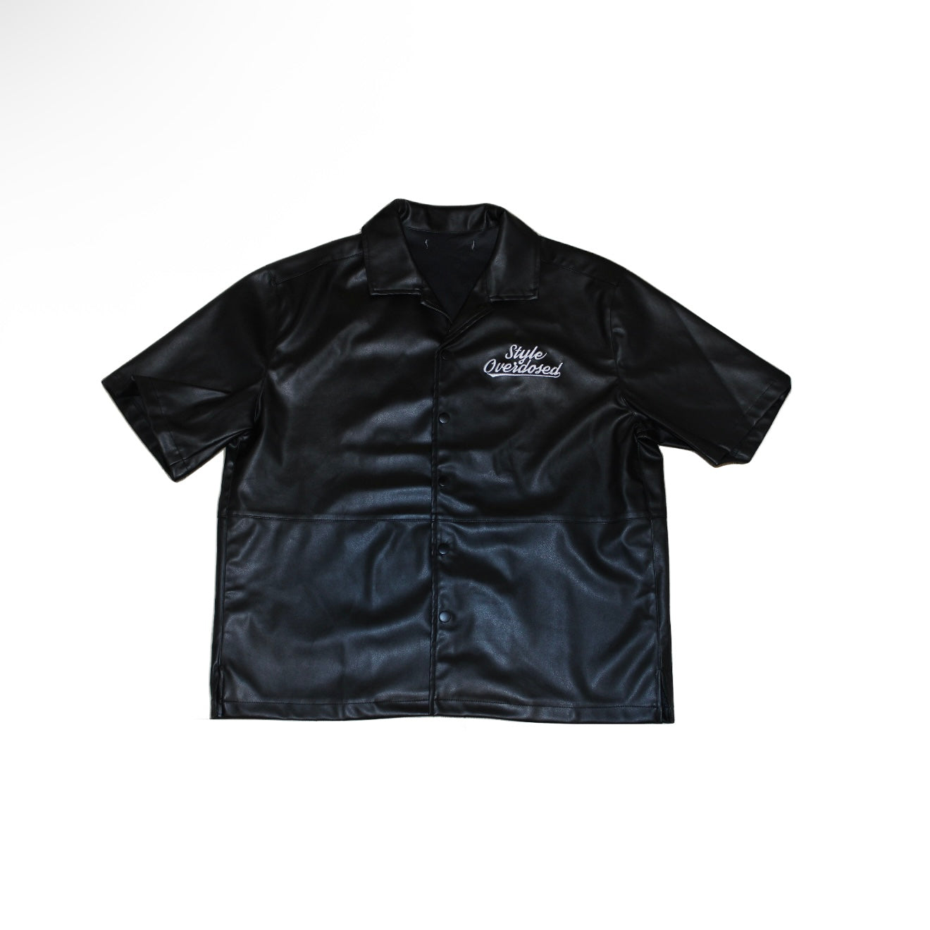 Faux Leather Button Up Shirt