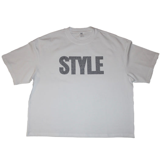 Rhinestone Boxy Cropped T-Shirt - White